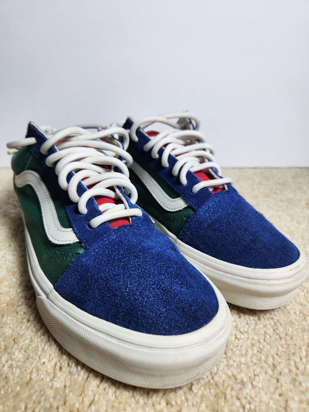 Vans Suede Colorblock Low-Top Sneakers in Blue, Green & Red